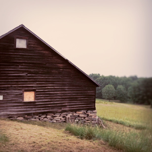 Saltbox Barn with Stone Foundation Photo Tile