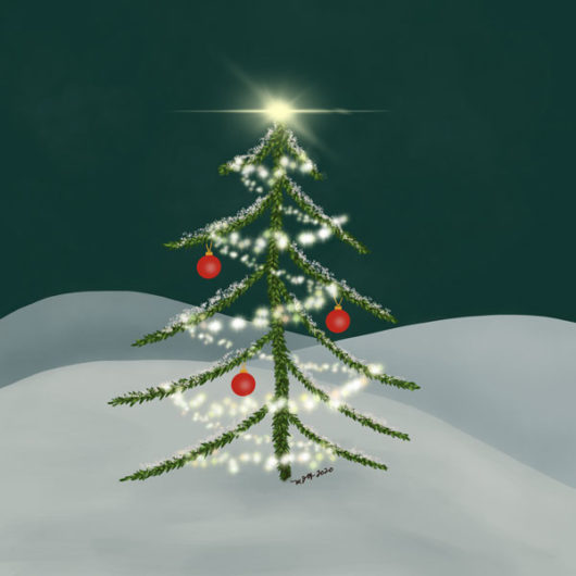 Christmas Tree Painting Holiday Tile